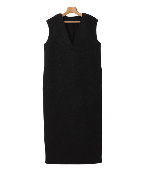 andme（アンドミー）の「フェイクリングウールVネックボアワンピース（ジャンパースカート・レディース・ブラック/カーキ/モカ/グレイッシュベージュ・M）」の18枚目の写真