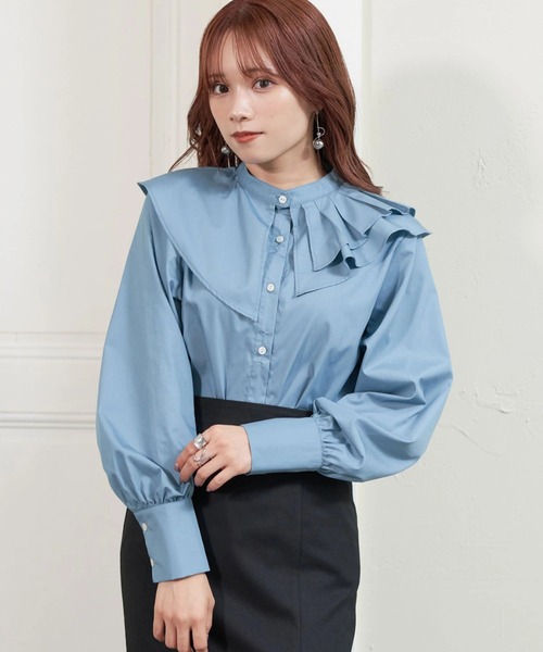 IRENE / ETTE SHIRT/ブラウス/36/ポリエステル/ブルー/無地/23S83003 earth music&ecology（アースミュージックアンドエコロジー）の「2way