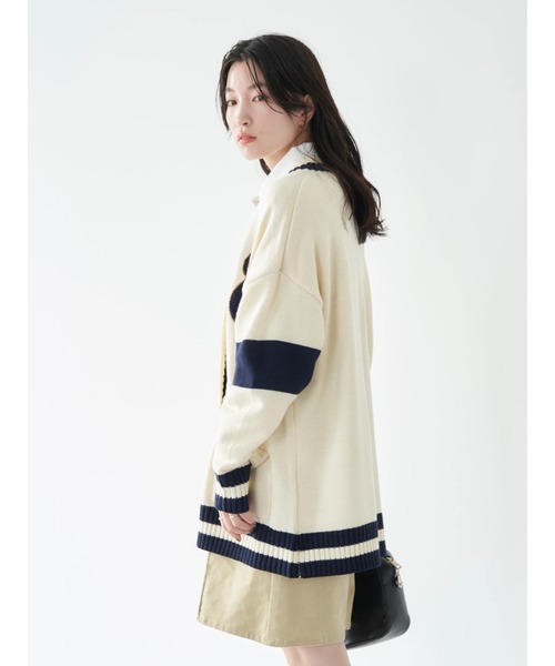 earth music&ecology（アースミュージックアンドエコロジー）の「チルデンニットカーディガン knit cardigan（カーディガン/ボレロ・レディース・ネイビー/グレー/アイボリー・FREE）」の9枚目の写真