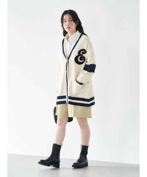 earth music&ecology（アースミュージックアンドエコロジー）の「チルデンニットカーディガン knit cardigan（カーディガン/ボレロ・レディース・ネイビー/グレー/アイボリー・FREE）」の4枚目の写真