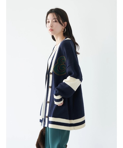 earth music&ecology（アースミュージックアンドエコロジー）の「チルデンニットカーディガン knit cardigan（カーディガン/ボレロ・レディース・ネイビー/グレー/アイボリー・FREE）」の5枚目の写真