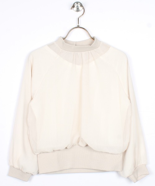 12Twelve Agenda（トゥエルブ　アジェンダ）の「プチハイネックインナー付9分袖カットソ―プルオーバー（Tシャツ/カットソー・レディース・ブラック/ピンク/ミント/グレイッシュベージュ/ベージュ系その他/サックスブルー/ネイビー・M）」の3枚目の写真