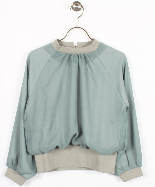 12Twelve Agenda（トゥエルブ　アジェンダ）の「プチハイネックインナー付9分袖カットソ―プルオーバー（Tシャツ/カットソー・レディース・ブラック/ピンク/ミント/グレイッシュベージュ/ベージュ系その他/サックスブルー/ネイビー・M）」の5枚目の写真