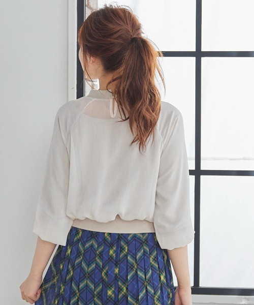 12Twelve Agenda（トゥエルブ　アジェンダ）の「プチハイネックインナー付9分袖カットソ―プルオーバー（Tシャツ/カットソー・レディース・ブラック/ピンク/ミント/グレイッシュベージュ/ベージュ系その他/サックスブルー/ネイビー・M）」の9枚目の写真