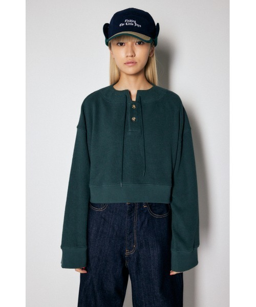 MOUSSY（マウジー）の「CROPPED WIDE DECK シャツ（Tシャツ/カットソー・レディース・オフホワイト/ネイビー/レッド/グリーン・FREE）」の5枚目の写真