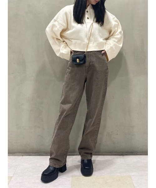 MOUSSY（マウジー）の「CROPPED WIDE DECK シャツ（Tシャツ/カットソー・レディース・オフホワイト/ネイビー/レッド/グリーン・FREE）」の18枚目の写真