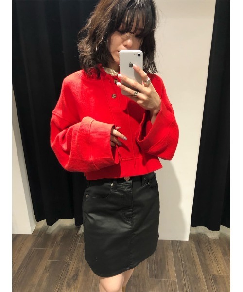 MOUSSY（マウジー）の「CROPPED WIDE DECK シャツ（Tシャツ/カットソー・レディース・オフホワイト/ネイビー/レッド/グリーン・FREE）」の21枚目の写真