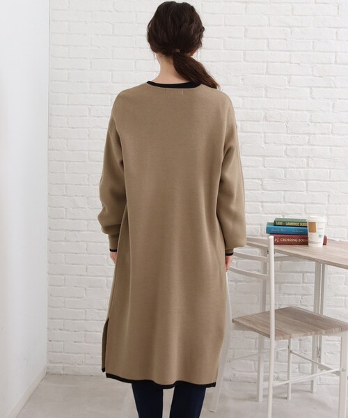 SHOO・LA・RUE（シューラルー）の「◆配色パイピング風がポイント！ロング コーディガン（カーディガン/ボレロ・レディース・アイボリー系4/ダークグリーン系4/ベージュ系その他2/ブラック系4・00）」の8枚目の写真