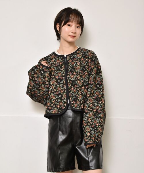 RETRO GIRL（レトロガール）の「パイピングゴブランJK（その他アウター・レディース・ブラック/ライトベージュ・FREE）」の2枚目の写真