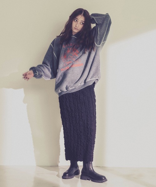 CAPRICIEUX LE'MAGE(カプリシューレマージュ)の「〈THRIFTY LOOK/スリフティールック〉裏使いプリントフーディー(パーカー・レディース・チャコールグレー・LARGE)」の9枚目の写真