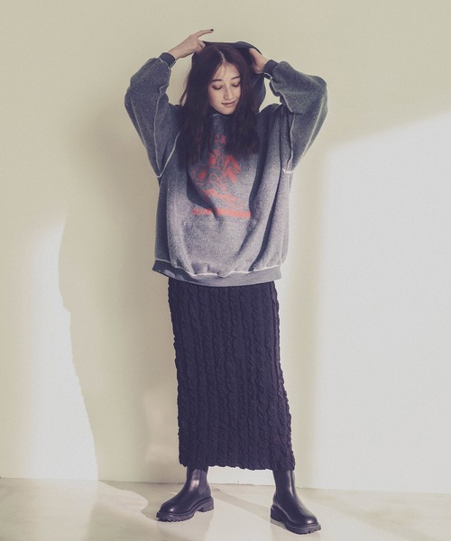 CAPRICIEUX LE'MAGE(カプリシューレマージュ)の「〈THRIFTY LOOK/スリフティールック〉裏使いプリントフーディー(パーカー・レディース・チャコールグレー・LARGE)」の10枚目の写真