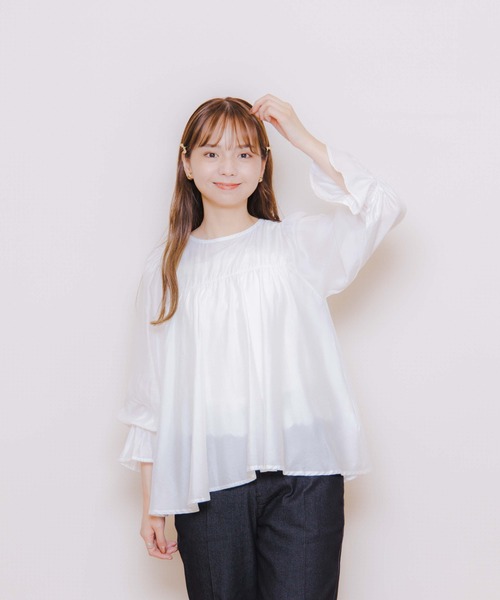 flower（フラワー）の「スウィートフレアブラウス（シャツ/ブラウス・レディース・ホワイト/ブラック・FREE）」の17枚目の写真
