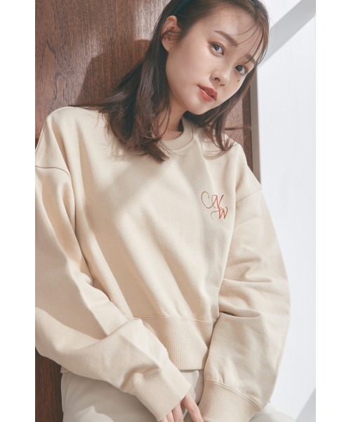 N WITH.（エヌウィズ）の「NW刺繍プルオーバー（スウェット・レディース・ベージュ/グリーン/オフホワイト・F）」の18枚目の写真