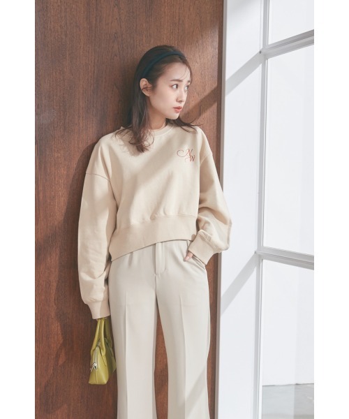 N WITH.（エヌウィズ）の「NW刺繍プルオーバー（スウェット・レディース・ベージュ/グリーン/オフホワイト・F）」の16枚目の写真