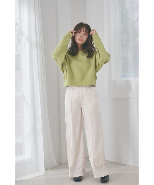 N WITH.（エヌウィズ）の「NW刺繍プルオーバー（スウェット・レディース・ベージュ/グリーン/オフホワイト・F）」の9枚目の写真