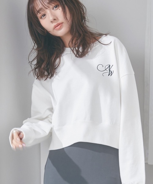 N WITH.（エヌウィズ）の「NW刺繍プルオーバー（スウェット・レディース・ベージュ/グリーン/オフホワイト・F）」の4枚目の写真