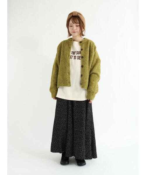 Samansa Mos2(サマンサ モスモス)の「裏地付ブークレーニットカーディガン(カーディガン/ボレロ・レディース・ブラウン/ピンク/グリーン/ベージュ・フリ-)」の10枚目の写真