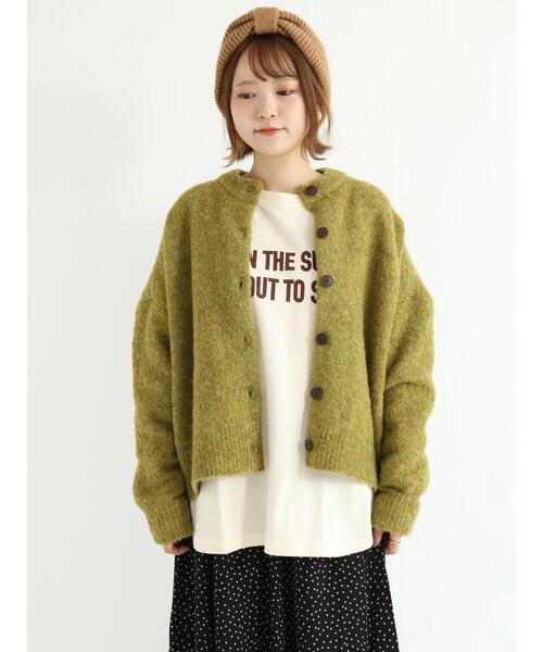 Samansa Mos2(サマンサ モスモス)の「裏地付ブークレーニットカーディガン(カーディガン/ボレロ・レディース・ブラウン/ピンク/グリーン/ベージュ・フリ-)」の13枚目の写真