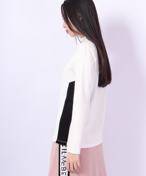 CECIL McBEE(セシルマクビー)の「CECIL McBEE green スリーブラインモックネックLS GOLF 長袖(Tシャツ/カットソー・レディース・ホワイト/ブラック・1/2)」の4枚目の写真
