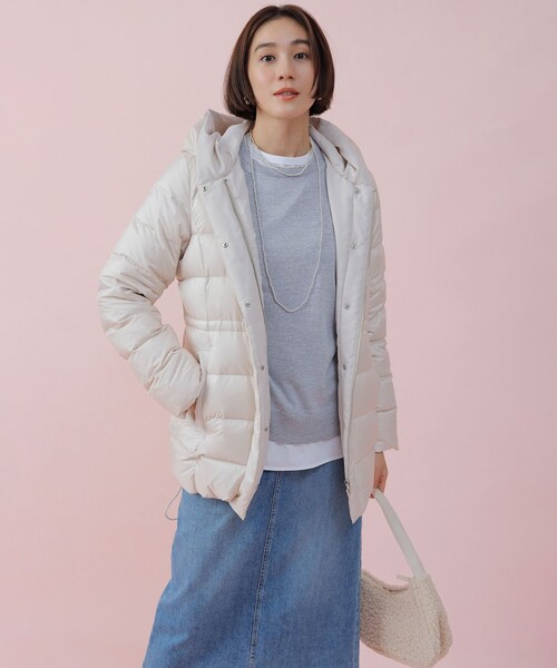 23区（ニジュウサンク）の「【洗える】シレータフタ ショート ダウンコート（ダウンジャケット/コート・レディース・ダルブルー系/ベージュ系/ネイビー系/ダークブラウン系・40/38/36/42）」の13枚目の写真