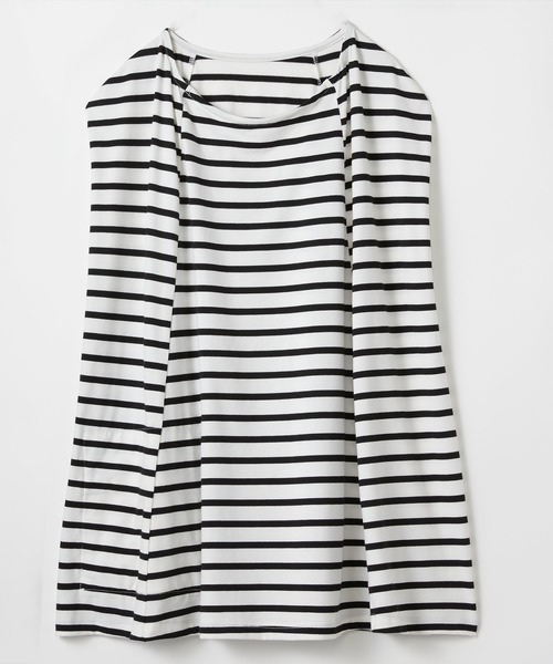 フェリシモMama（フェリシモママ）の「Ｍｏｒｅｄｄｅ　ワイヤー入りの衿ぐりで安心　ストレッチカットソーで３６０度すっぽり覆うポケッタブル授乳ケープ（授乳ケープ/授乳クッション・レディース・キャメル/ホワイト×ブラック・2/1）」の13枚目の写真