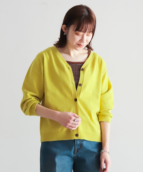 NOMBRE IMPAIR(ノンブルアンペール)の「強撚コットン Vネックカーデ(カーディガン/ボレロ・レディース・ブルー/ブラック/グリーン/イエロー/パープル・FREE)」の5枚目の写真