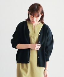 強撚コットン Vネックカーデ