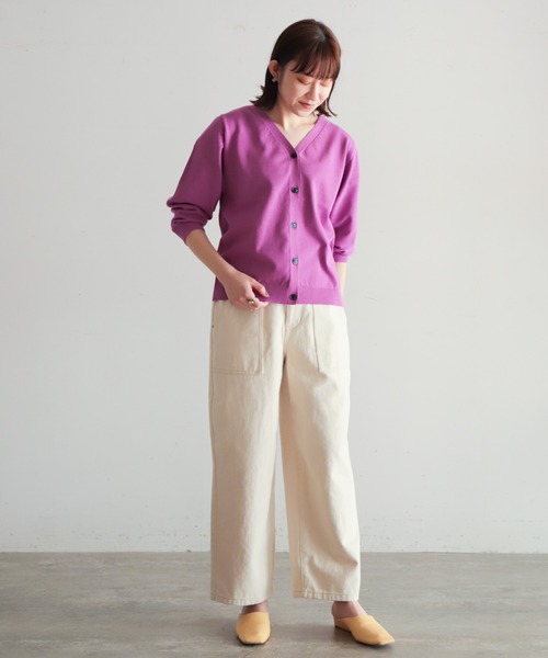 NOMBRE IMPAIR(ノンブルアンペール)の「強撚コットン Vネックカーデ(カーディガン/ボレロ・レディース・ブルー/ブラック/グリーン/イエロー/パープル・FREE)」の21枚目の写真