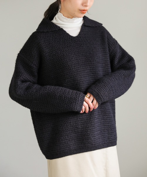 スキッパーローゲージニットプルオーバー（ニット/セーター）｜select