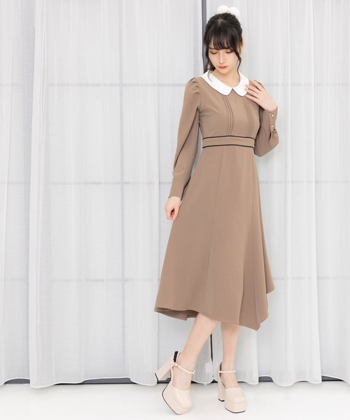 DearMyLoveMillor（ディアマイラブミラー）の「パイピングマーメイドワンピース（ワンピース・レディース・ブラック/モカ・MEDIUM/LARGE/X-LARGE/XX-LARGE）」の2枚目の写真