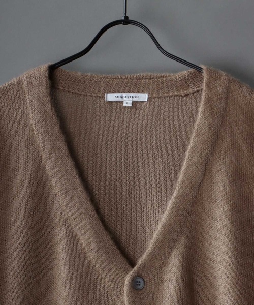 SITRY(シトリー)の「mohair like big silhouette knit cardigan/モヘアライク ビッグシルエット ニット カーディガン/カーデ(カーディガン/ボレロ・メンズ・マスタード/グリーン/テラコッタ/グレイッシュベージュ/ブラック/ブルー・M/L)」の7枚目の写真