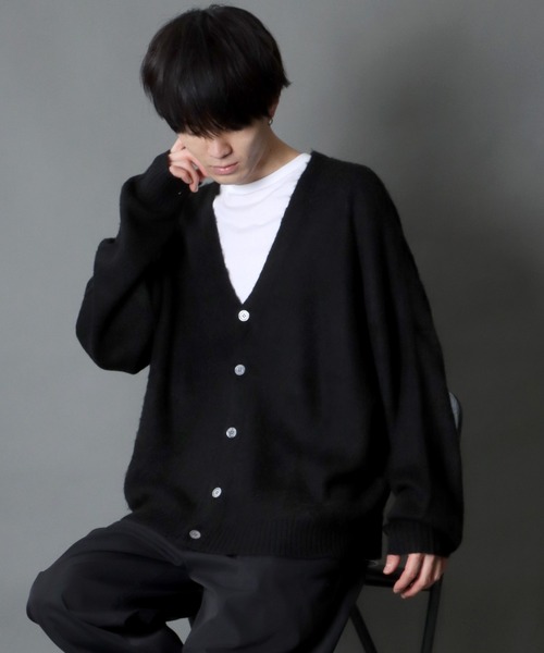 SITRY(シトリー)の「mohair like big silhouette knit cardigan/モヘアライク ビッグシルエット ニット カーディガン/カーデ(カーディガン/ボレロ・メンズ・マスタード/グリーン/テラコッタ/グレイッシュベージュ/ブラック/ブルー・M/L)」の21枚目の写真