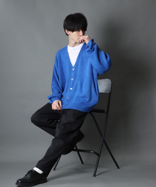 セール】mohair like big silhouette knit cardigan/モヘアライク