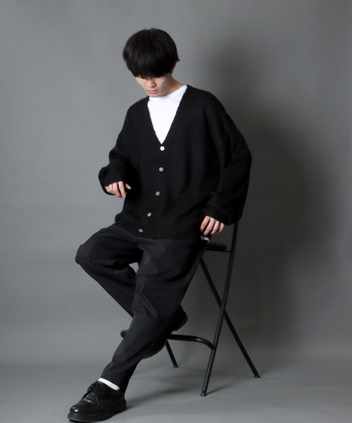 セール】mohair like big silhouette knit cardigan/モヘアライク