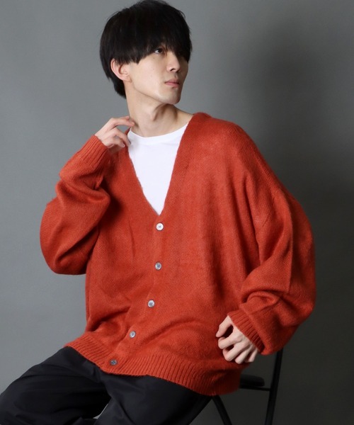 SITRY(シトリー)の「mohair like big silhouette knit cardigan/モヘアライク ビッグシルエット ニット カーディガン/カーデ(カーディガン/ボレロ・メンズ・マスタード/グリーン/テラコッタ/グレイッシュベージュ/ブラック/ブルー・M/L)」の22枚目の写真