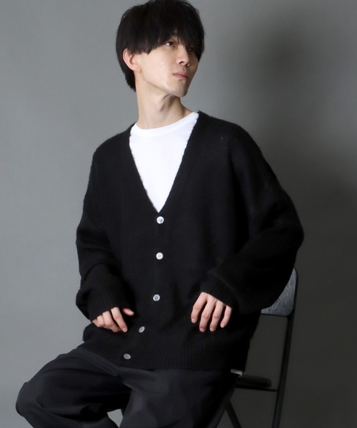 SITRY(シトリー)の「mohair like big silhouette knit cardigan/モヘアライク ビッグシルエット ニット カーディガン/カーデ(カーディガン/ボレロ・メンズ・マスタード/グリーン/テラコッタ/グレイッシュベージュ/ブラック/ブルー・M/L)」の19枚目の写真