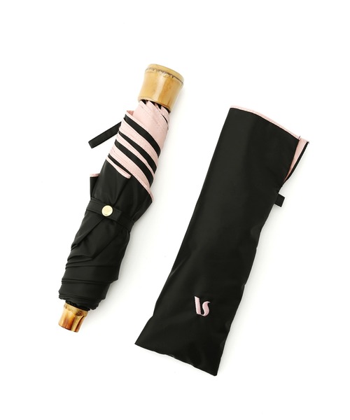 【晴雨兼用/遮光率100%】バンブーハンドルコンパクト折り畳み傘