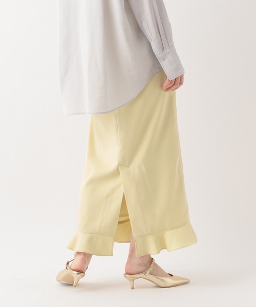 A part by（アパートバイ）の「リネンライクフリルスカート（スカート・レディース・ライトイエロー/ブラック/ライトベージュ・FREE）」の6枚目の写真