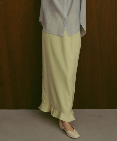 A part by（アパートバイ）の「リネンライクフリルスカート（スカート・レディース・ライトイエロー/ブラック/ライトベージュ・FREE）」の4枚目の写真