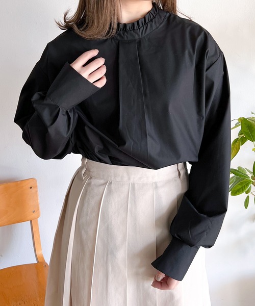 Mysa&Liina(ミーサリーナ)の「前後2WAYフリルブラウス(シャツ/ブラウス・レディース・オフホワイト/ブラック/モカ・M)」の3枚目の写真