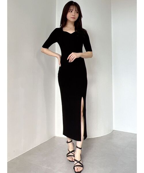 RESEXXY（リゼクシー）の「ハートネックタイトニットワンピース（ワンピース・レディース・ブラック/ベージュ/ブルー・FREE）」の13枚目の写真