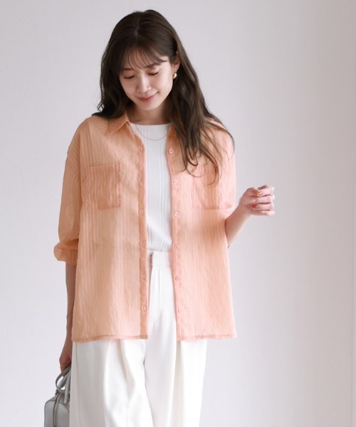 シアーストライプシャツ