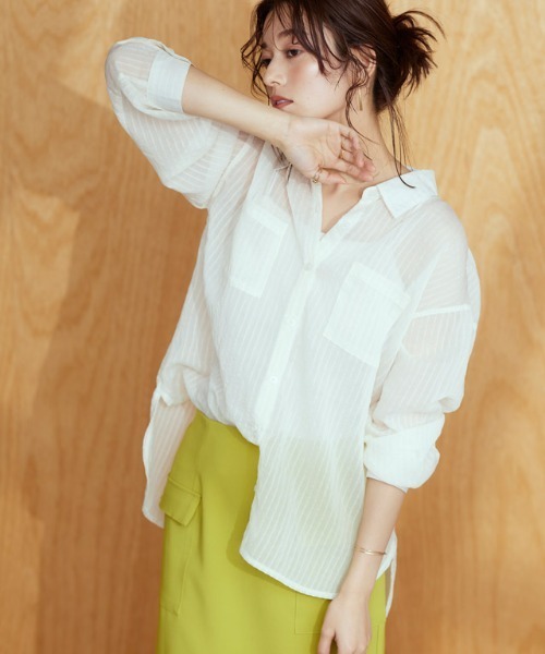 シアーストライプシャツ