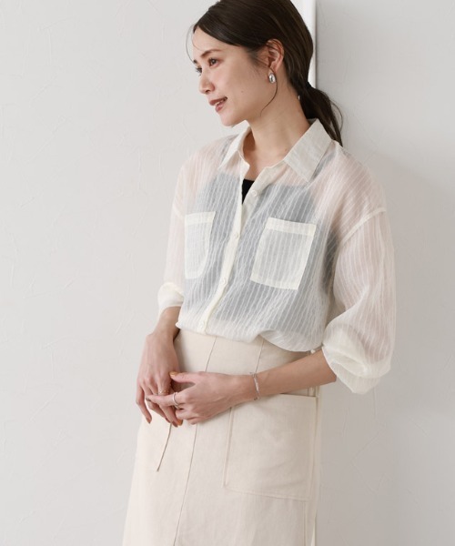 シアーストライプシャツ