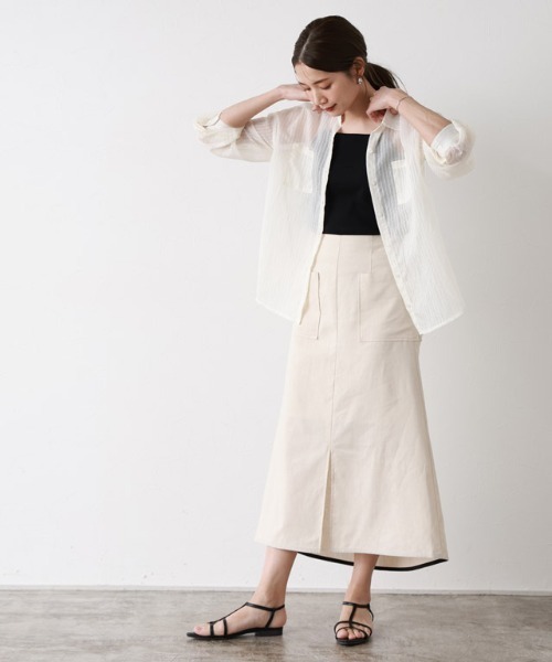 シアーストライプシャツ