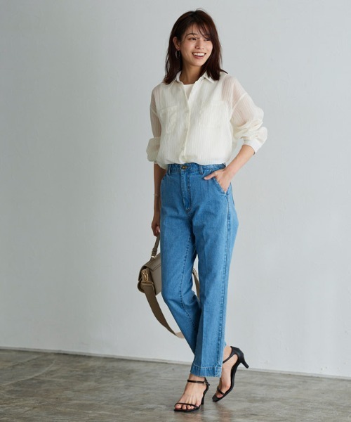 シアーストライプシャツ