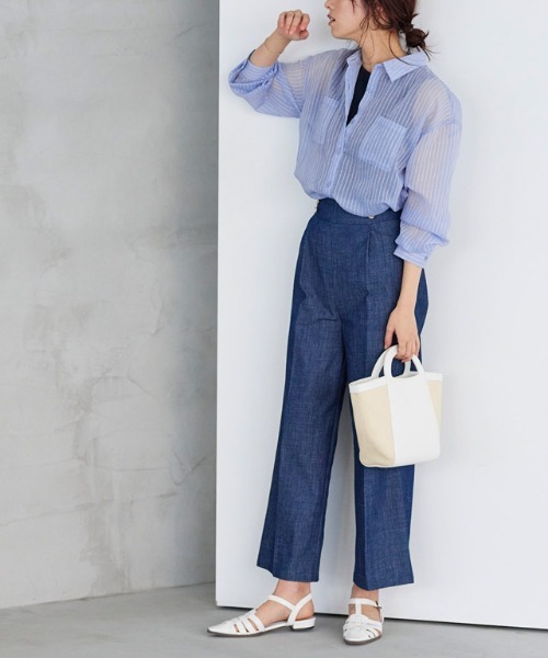 シアーストライプシャツ