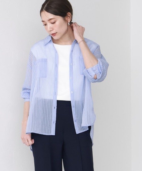 シアーストライプシャツ