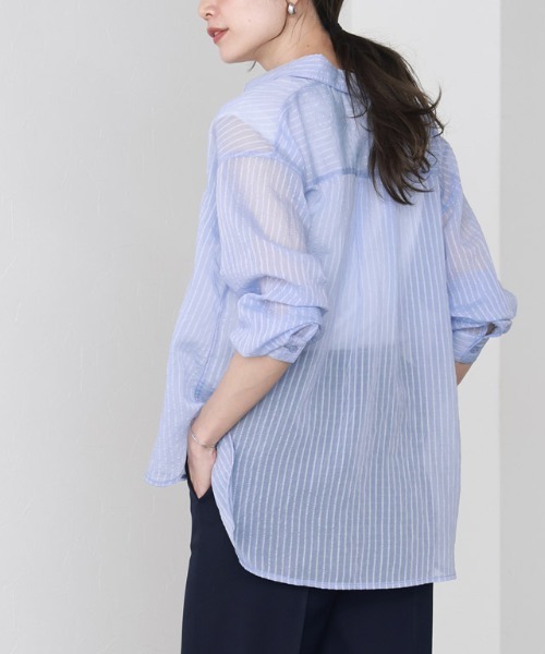 シアーストライプシャツ
