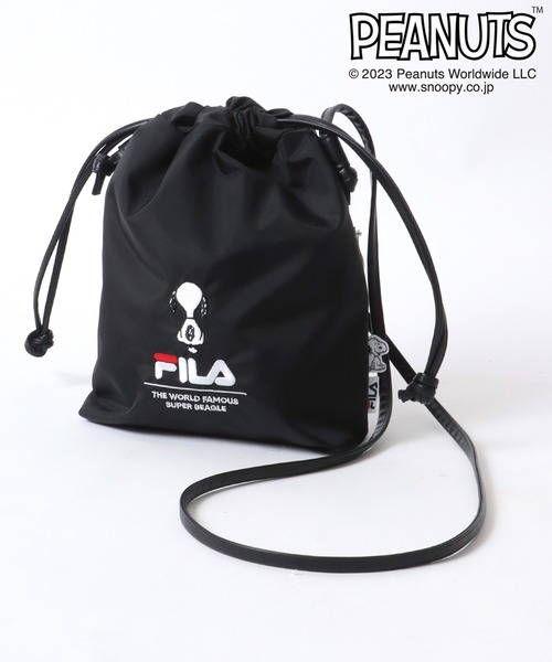 PEANUTS(ピーナッツ)の「FILA×PEANUTSコラボ スヌーピー巾着ショルダーバッグ/ミニショルダー(ショルダーバッグ・レディース・ベージュ/グリーン/ブラック・FREE)」の2枚目の写真